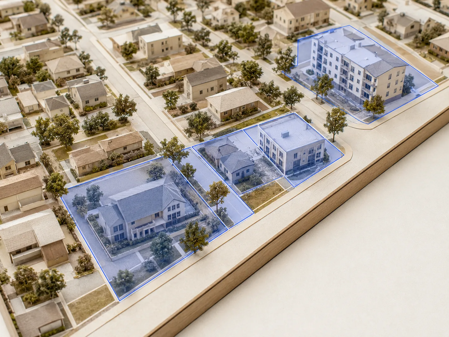 Neighborhood portfolio with verified properties highlighted