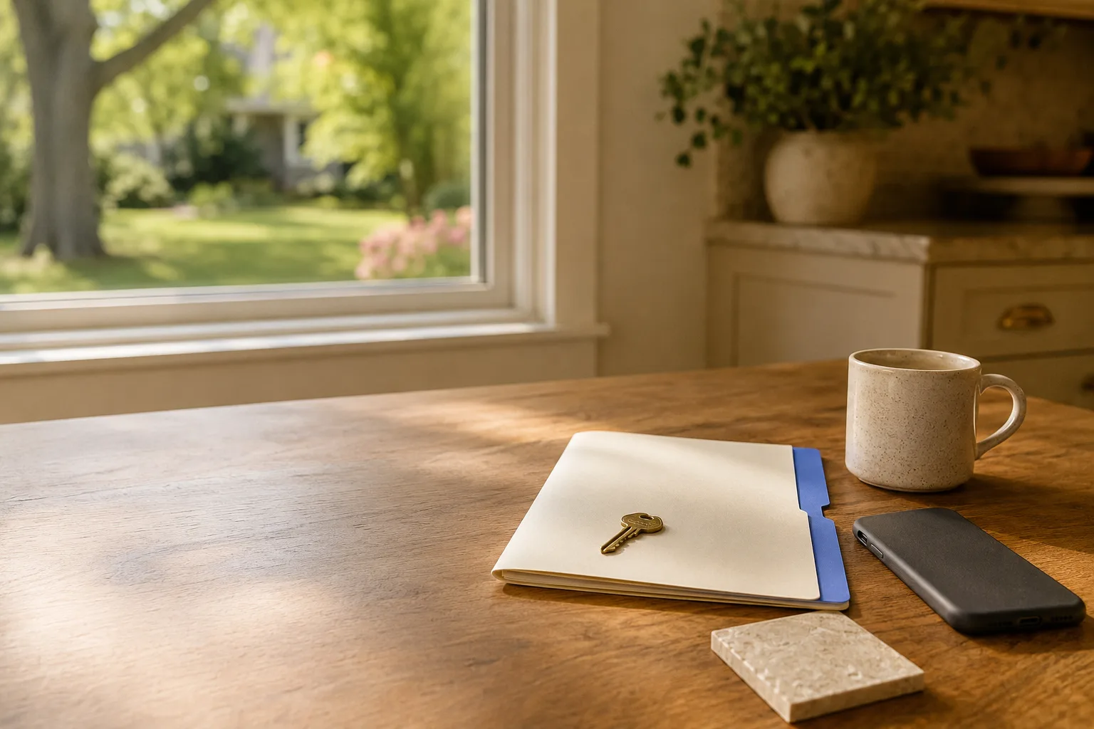 Property documents, key, and phone arranged for review